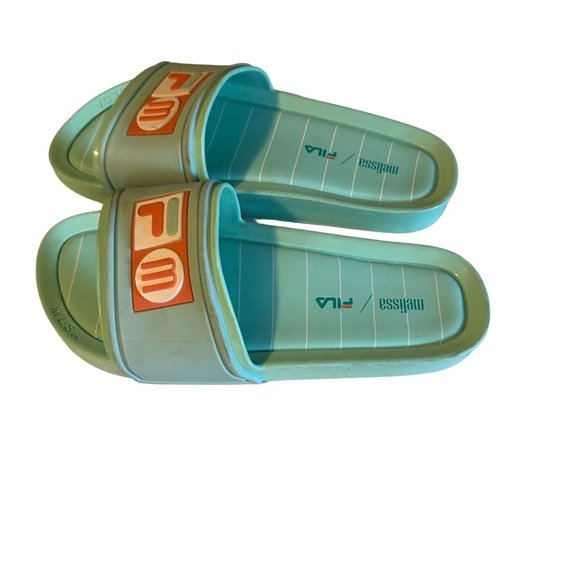 Fila Melissa MLSA PVC blue and coral slides size 7 - Picture 4 of 6